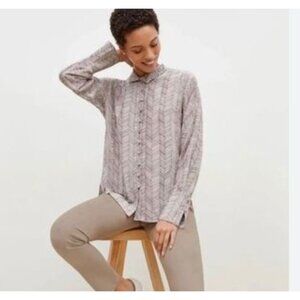 M.M. Lafleur Bridget Blouse Silk Fine Herringbone  Size XS